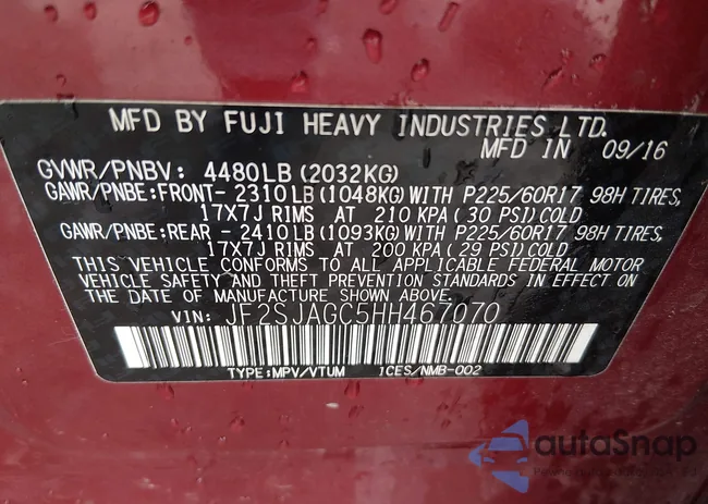 JF2SJAGC5HH467070: 44141971