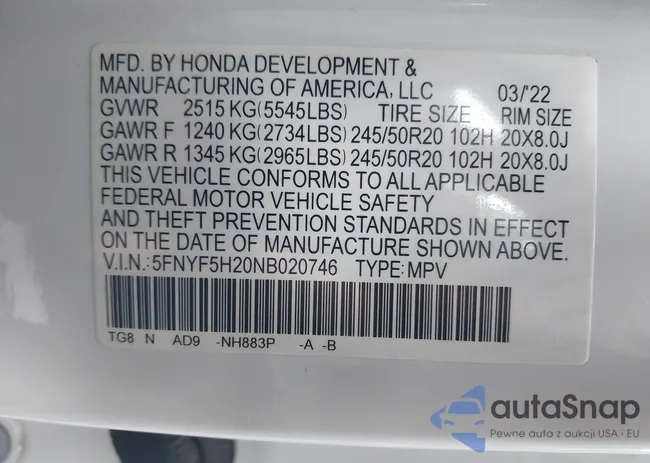 5FNYF5H20NB020746: 44141374