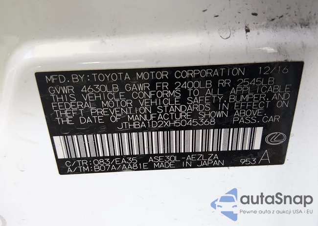 JTHBA1D2XH5045368: 44141467