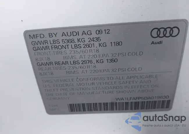 WA1LFAFP5DA019630: 44142579