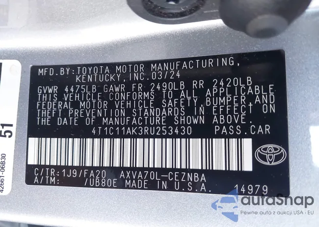 4T1C11AK3RU253430: 44142606