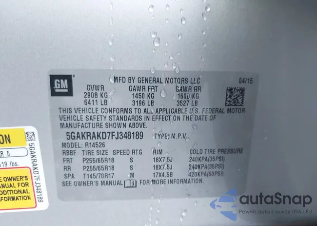 5GAKRAKD7FJ348189: 44142735