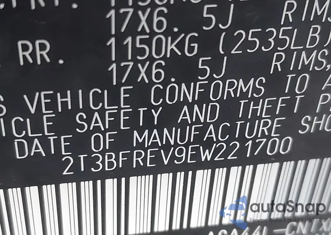 2T3BFREV9EW221700: 44142215