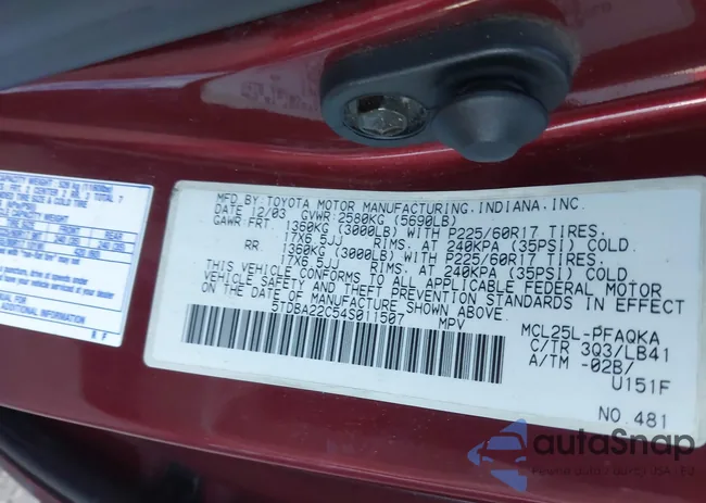 5TDBA22C54S011507: 44142235