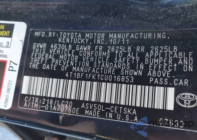 4T1BF1FK1CU016853: 44142274