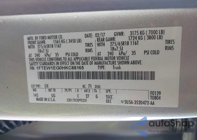 1FTEW1EG0HKC88165: 44142429