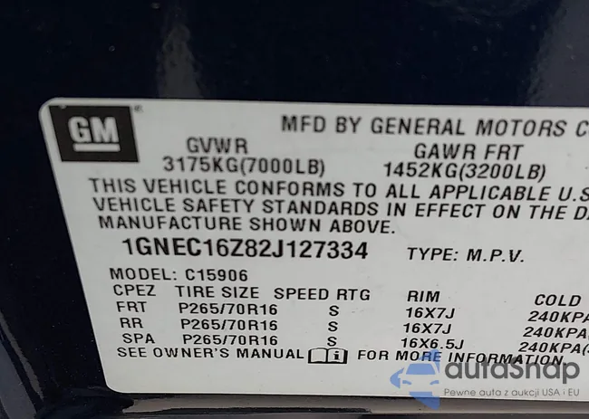 1GNEC16Z82J127334: 44143721