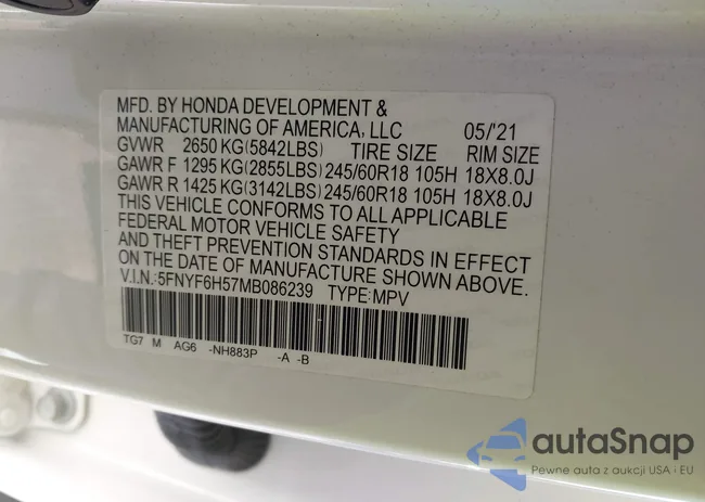 5FNYF6H57MB086239: 44143804