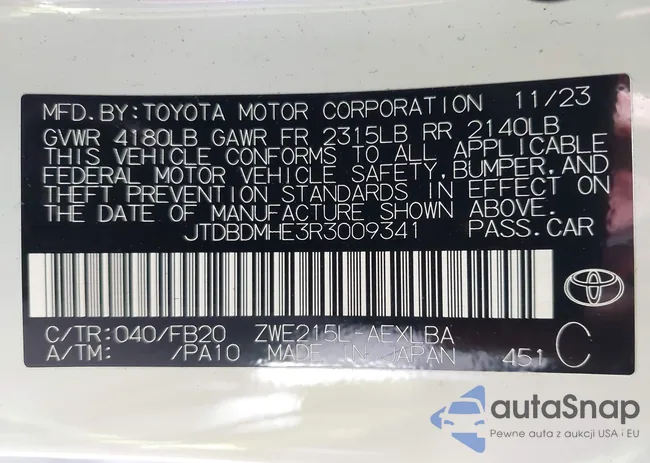 JTDBDMHE3R3009341: 44143819