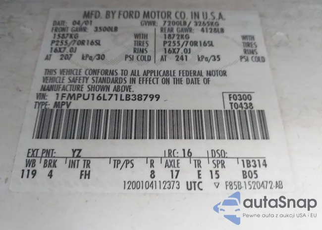 1FMPU16L71LB38799: 44143944