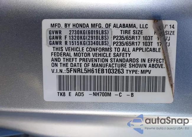 5FNRL5H61EB103263: 44143995