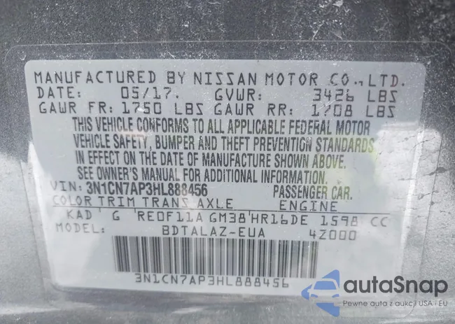 3N1CN7AP3HL888456: 44143165