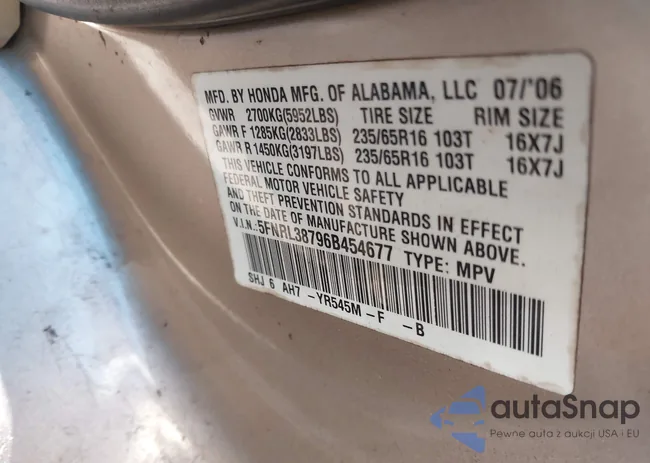 5FNRL38796B454677: 44143185