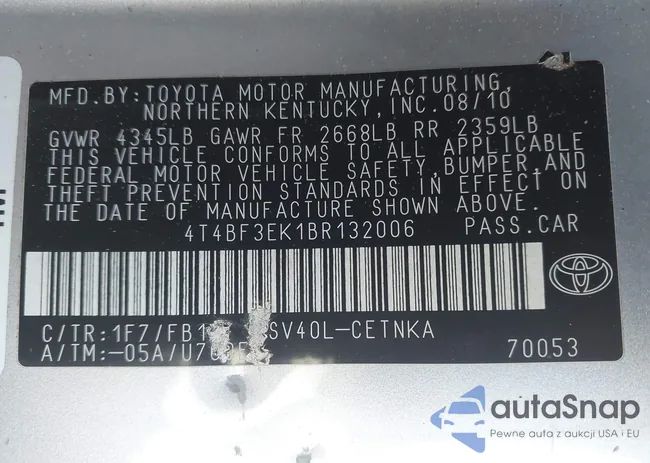 4T4BF3EK1BR132006: 44143268