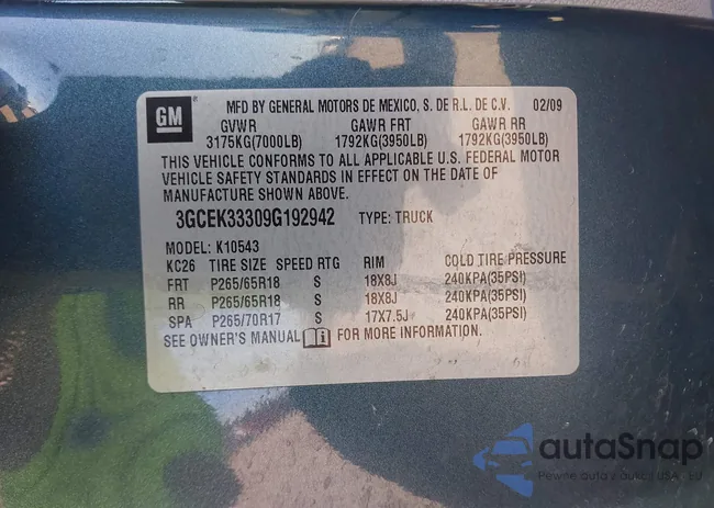 3GCEK33309G192942: 44143341