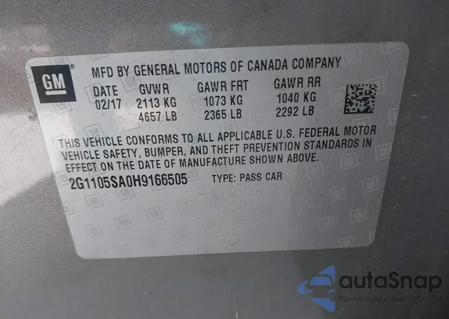 2G1105SA0H9166505: 44143342