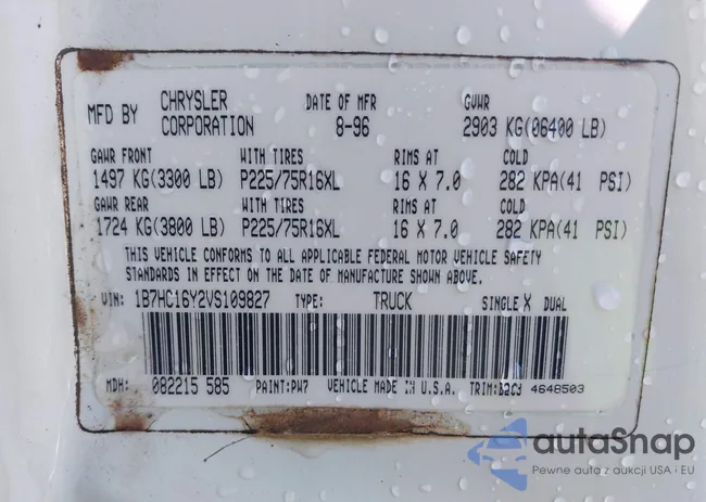 1B7HC16Y2VS109827: 44143377