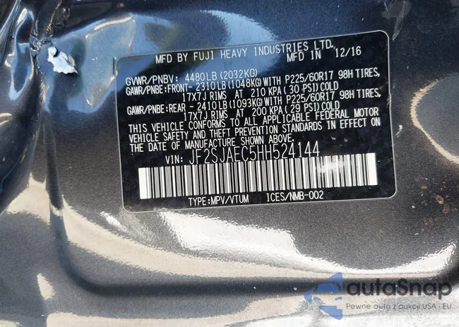 JF2SJAEC5HH524144: 44144561