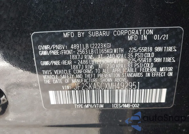 JF2SKASCXMH492951: 44144788