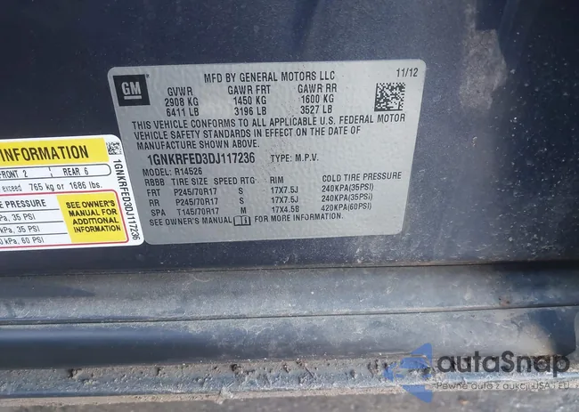 1GNKRFED3DJ117236: 44144844