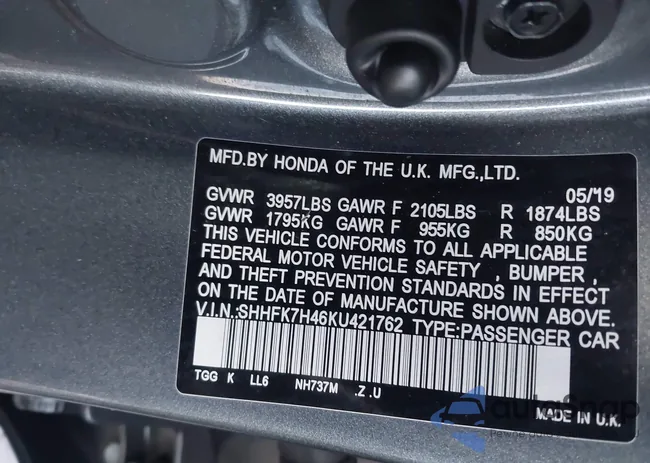 SHHFK7H46KU421762: 44144934