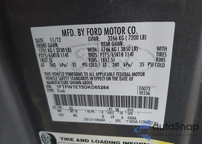 1FTFW1ET5DKD65284: 44144972