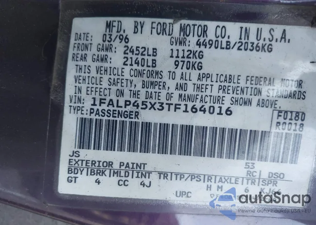 1FALP45X3TF164016: 44145027