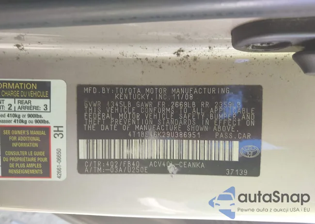 4T1BE46K29U386951: 44144237