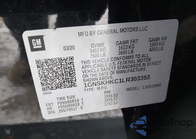 1GNSKHKC1LR303353: 44144246