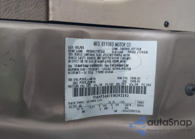 1FAHP34N15W292242: 44144318