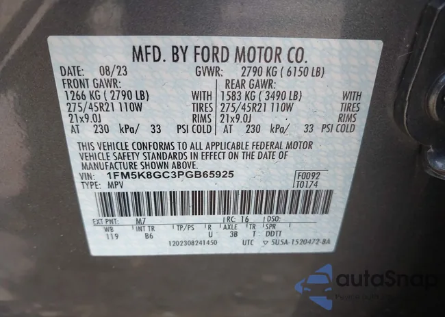 1FM5K8GC3PGB65925: 44144352