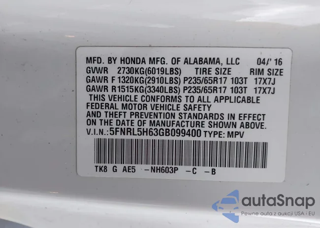 5FNRL5H63GB099400: 44144366