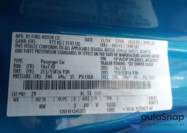 1FADP3K26EL452057: 44144438