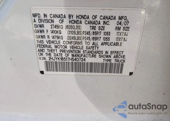 2HJYK16517H540724: 44144443