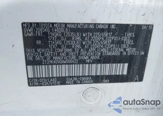 2T3YK4DV0AW006422: 44144448