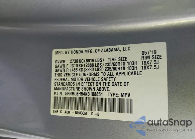 5FNRL6H54KB108854: 44145585