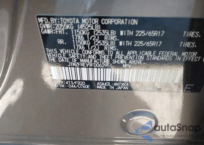 JTMZFREV9FD062951: 44145999