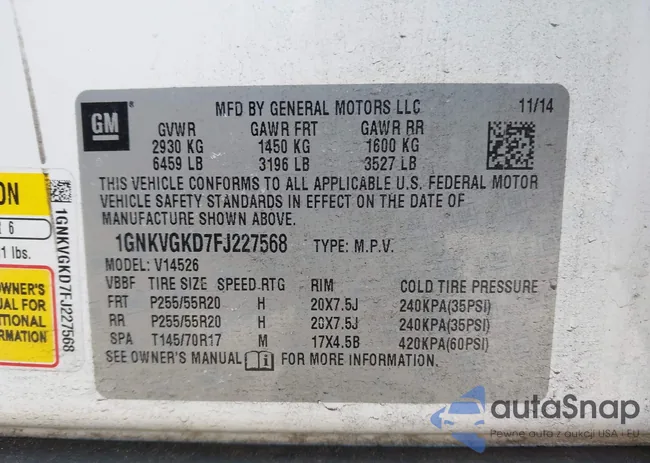 1GNKVGKD7FJ227568: 44146055