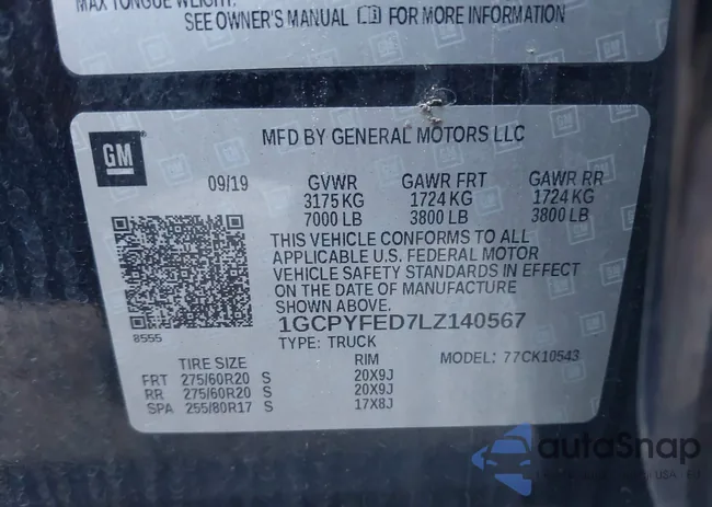 1GCPYFED7LZ140567: 44145109