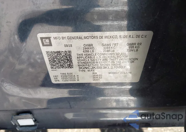 3GNCJKSB3KL170807: 44145169