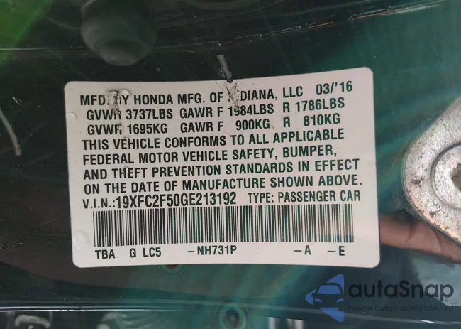 19XFC2F50GE213192: 44145206