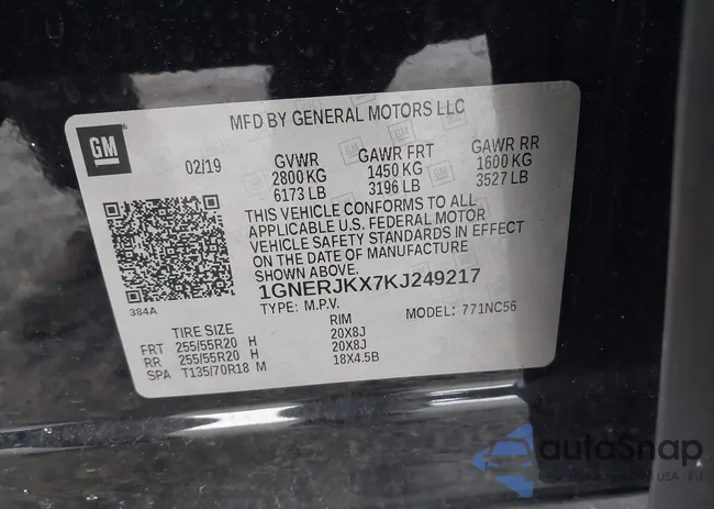 1GNERJKX7KJ249217: 44145324