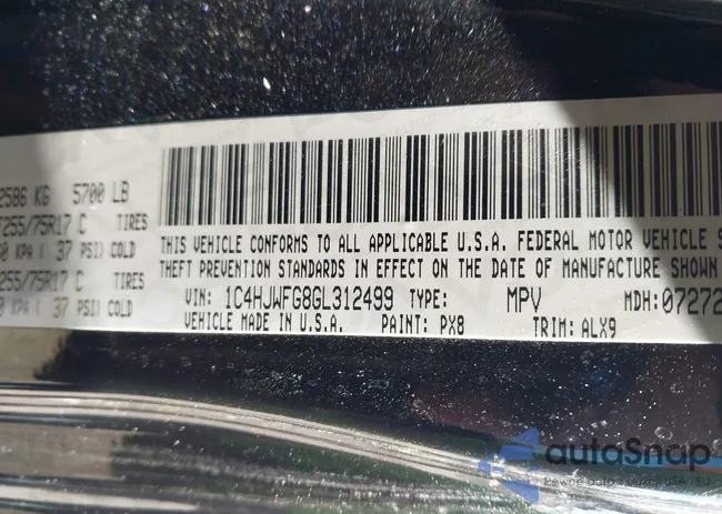 1C4HJWFG8GL312499: 44145416