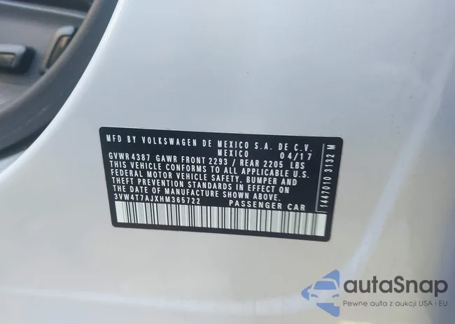 3VW4T7AJXHM365722: 44145442