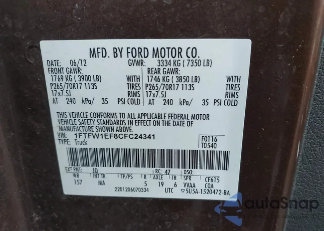 1FTFW1EF8CFC24341: 44145460