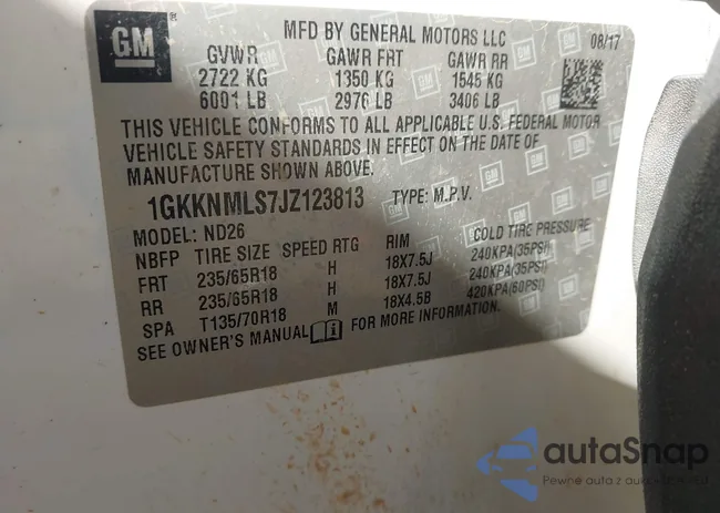 1GKKNMLS7JZ123813: 44146752