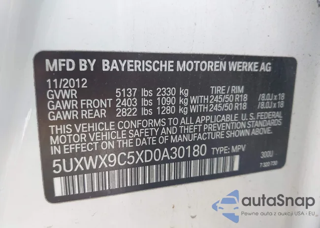 5UXWX9C5XD0A30180: 44146801