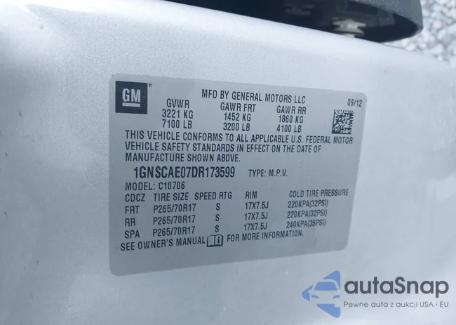 1GNSCAE07DR173599: 44146929