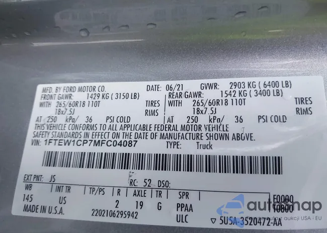 1FTEW1CP7MFC04087: 44147017