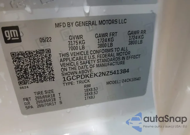 1GCPDKEK2NZ541384: 44146242